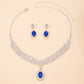UNI-11943 - Premium Blue & White Diamonds Silver - Jewelry Set