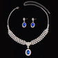 UNI-11943 - Premium Blue & White Diamonds Silver - Jewelry Set