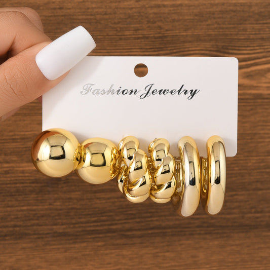 UNI-12020 - Gold Foil Series Hoop - Earrings Set Style 3