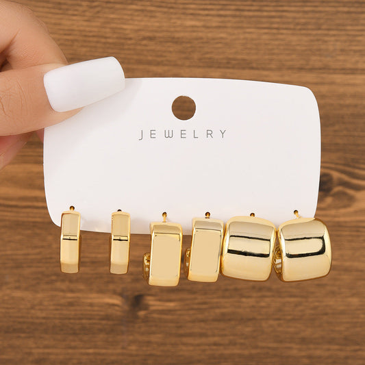 UNI-12023 - Gold Foil Series Hoop - Earrings Set Style 5