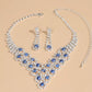 UNI-11924 - Fancy Blue Diamonds Silver - Jewelry Set