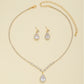 UNI-11929 - Fancy Crystal Diamonds Silver - Jewelry Set