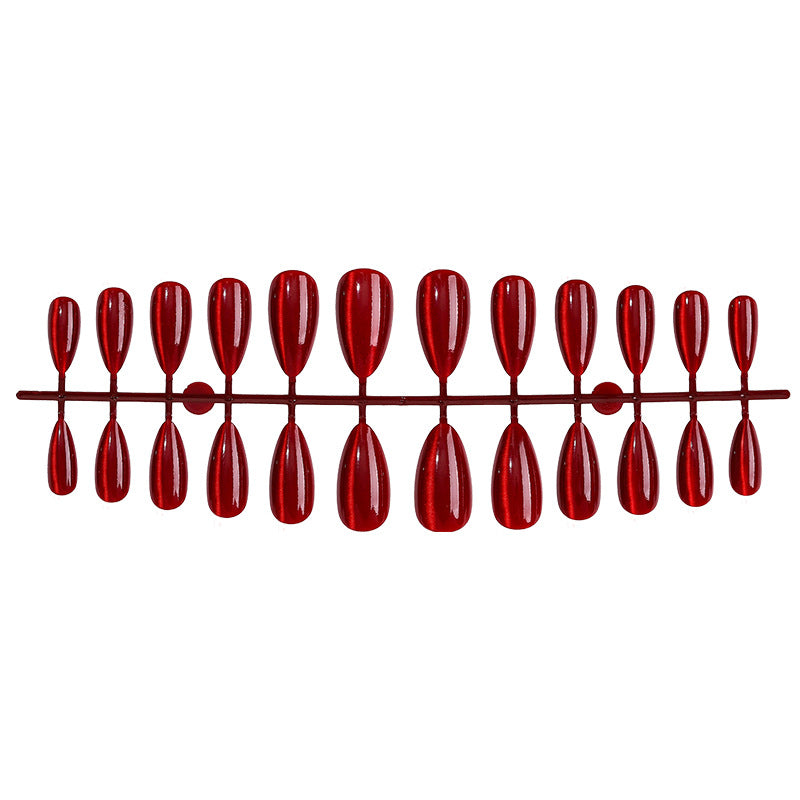 N-198 - Deep Red Shiny - Press On Nail Set Of 24 - Free Nail Kit Included