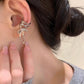 UNI-11988 - Pink Diamond Silver Bow - Ear Cuff Pair