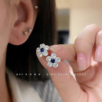 UNI-12139 - Flash Blue Flower Silver - Earring