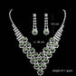 UNI-11925 - Fancy Green Diamonds Silver - Jewelry Set