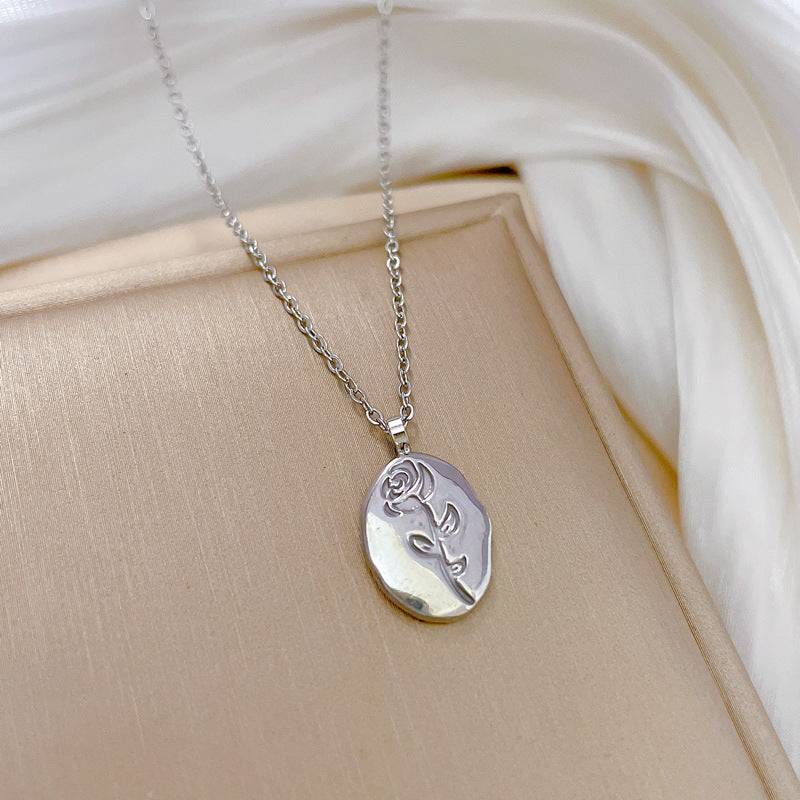 SS-12062 - Silver Plated Rose - Necklace