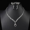 UNI-11940- Premium Teardrop Black Diamonds Silver - Jewelry Set Of 3