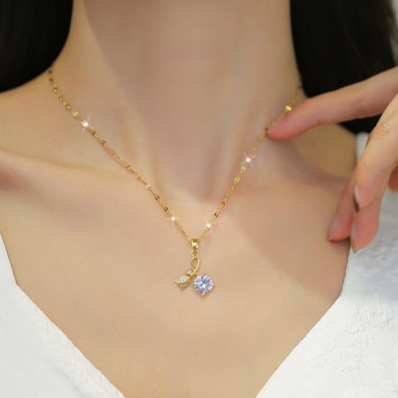 SS-12080 - Luxury Gold Flower Diamond - Necklace