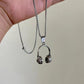 UNI-11984 - Music Headphone Silver - Necklace
