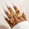 UNI-11115-22 - Luxury Geometric Gold - Ring Set Of 5