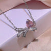 Bow Heart Diamond Silver - Necklace