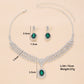 UNI-11942 - Premium Green & White Diamonds Silver - Jewelry Set