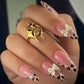 N-197 - Bow & Leopard Print - Press On Nail Set Of 24 - Free Nail Kit Included