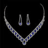 UNI-11934- Blue & Crystal Diamonds Silver - Jewelry Set Of 2