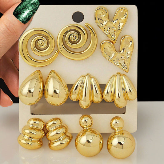 UNI-12040 - Gold Foil Series Hoop - Earrings Set Style 20