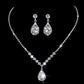 UNI-11928 - Fancy Crystal Diamonds Silver - Jewelry Set