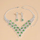 UNI-11925 - Fancy Green Diamonds Silver - Jewelry Set