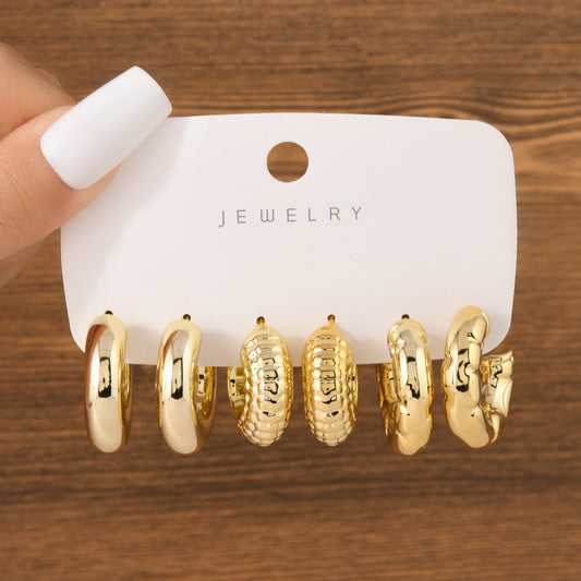 UNI-12031 - Gold Foil Series Hoop - Earrings Set Style 11