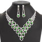 UNI-11925 - Fancy Green Diamonds Silver - Jewelry Set
