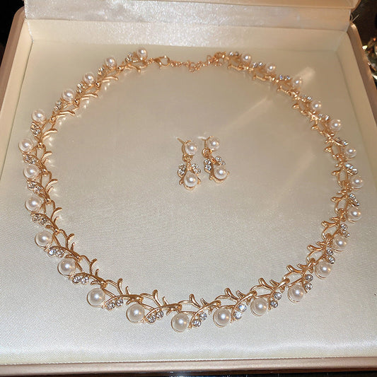 UNI-11848-14 - Luxury Pearl & Diamonds - Jewelry Set Style 1