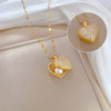 SS-12079 - Pearl & Heart Gold - Necklace