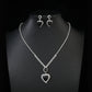 UNI-11945 - Black Heart Diamonds Silver - Jewelry Set