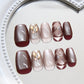 Chestnut Latte - Press On Nail Set Of 24 - Free 24 Pcs Sticker Sheet Included