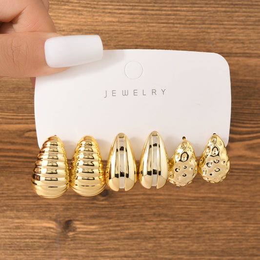 UNI-12028 - Gold Foil Series Hoop - Earrings Set Style 8