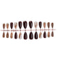 N-217 - Marbled Foiled & Dark Colors - Press On Nail Set Of 24 - Free Nail Kit Included