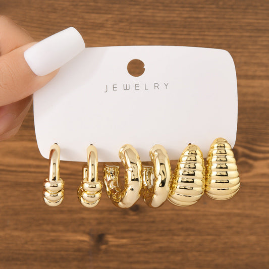 UNI-12025 - Gold Foil Series Hoop - Earrings Set Style 6