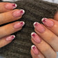 N-208 - Bow Pink - Press On Nail Set Of 24 - Free Nail Kit Included