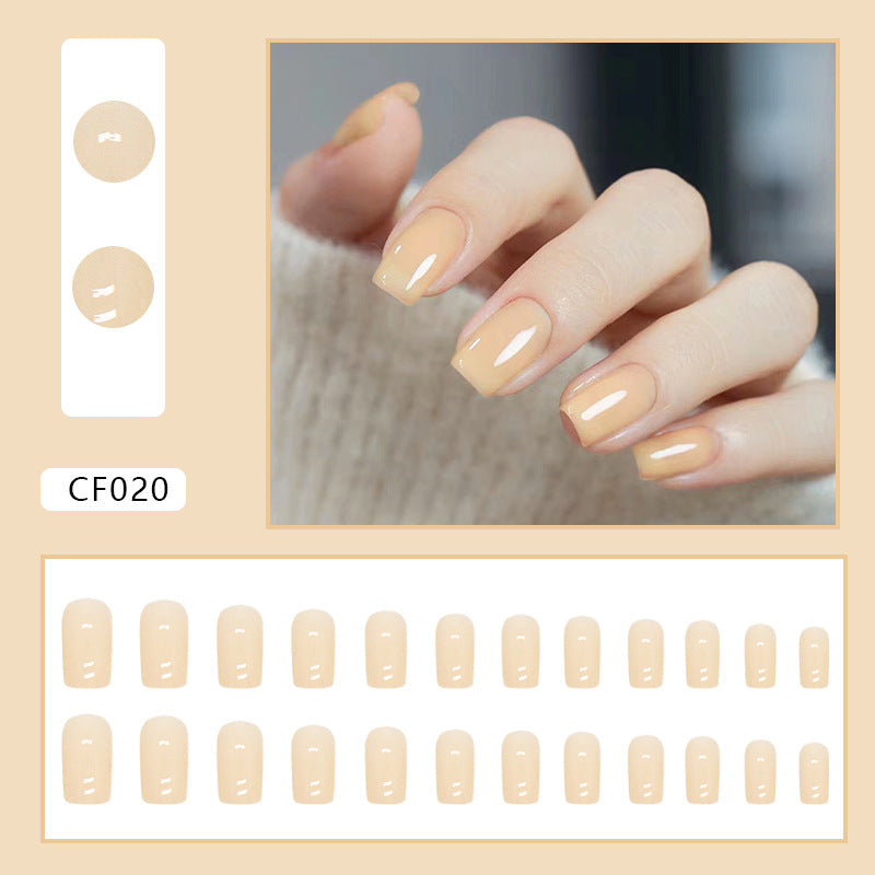 Pale Yellow - Press On Nail Set Of 24 - Free 24 Pcs Sticker Sheet Included