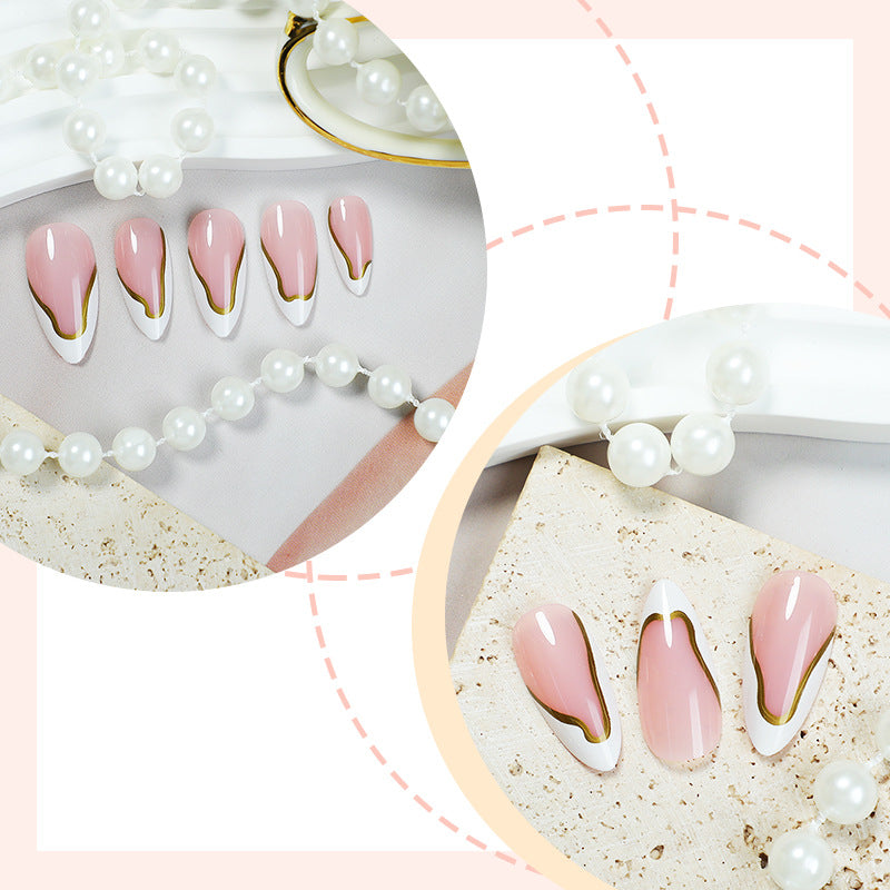 N-207 -Marbled Foiled - Press On Nail Set Of 24 - Free Nail Kit Included