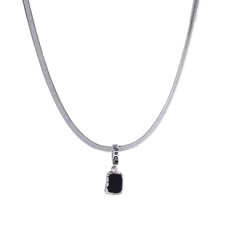 UNI-11966 - Titanium Steel Fancy Black & Silver - Necklace