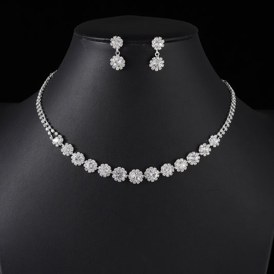 UNI-11961-11962 - Diamonds Neck Round Gold & Silver - Jewelry Set