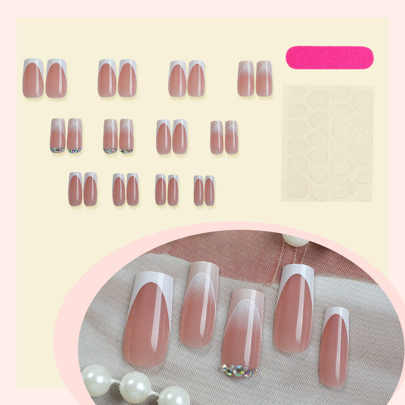 N-214 - Fancy Pink - Press On Nail Set Of 24 - Free Nail Kit Included