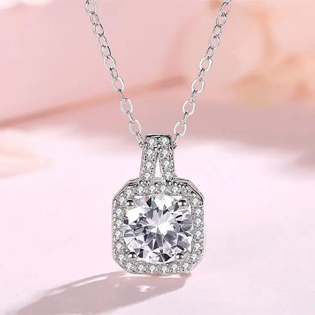 Diamonds Square Silver- Necklace