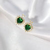 UNI-11023-2 - Green Diamond Heart - Earrings