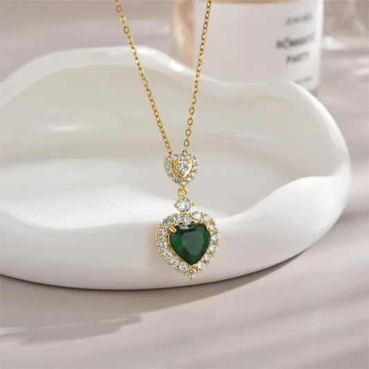 Green Diamond Heart - Necklace