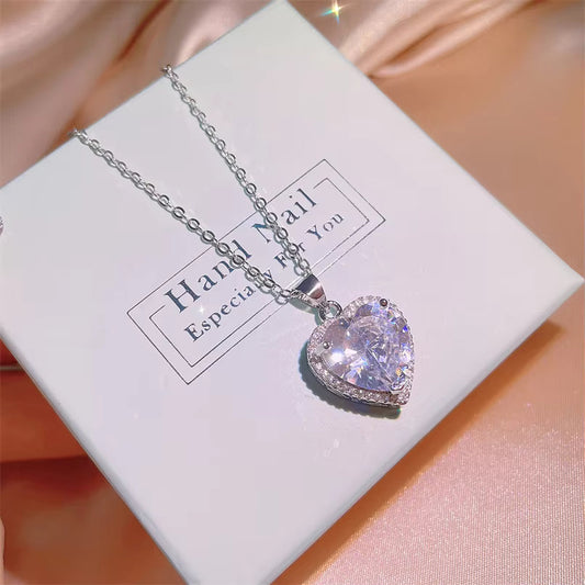 Crystal Heart Diamond Silver - Necklace