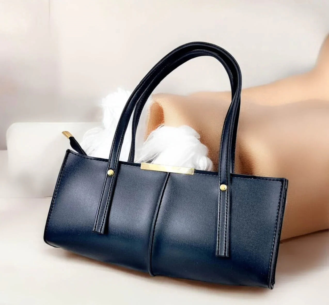 Fancy Black Leather - Hand Bag