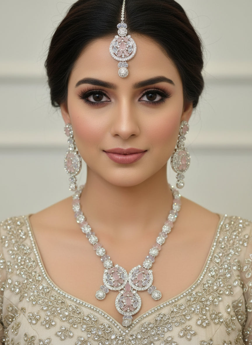 PJ-116 - Zircon Mala Long Necklace Set