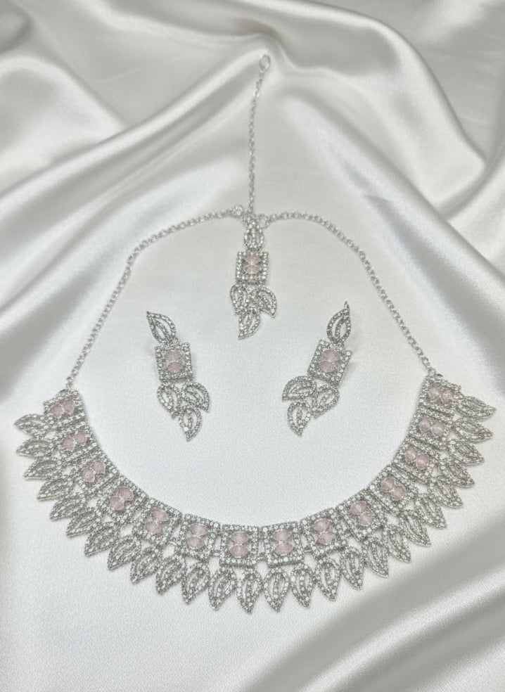 PJ-117- Zircon Tear Leaf Chorsi Set