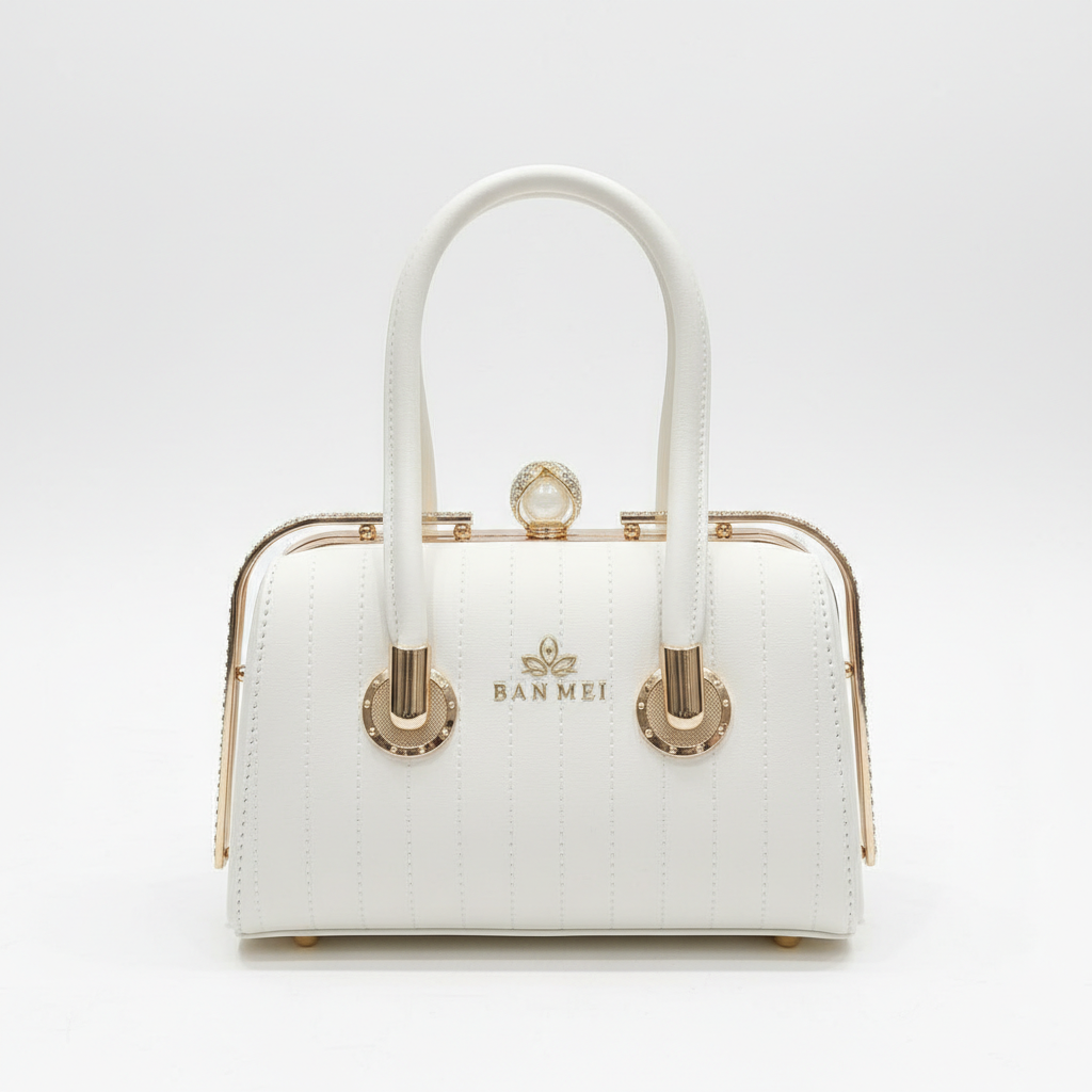 ELORE Gold-Frame Pleated Evening Bag