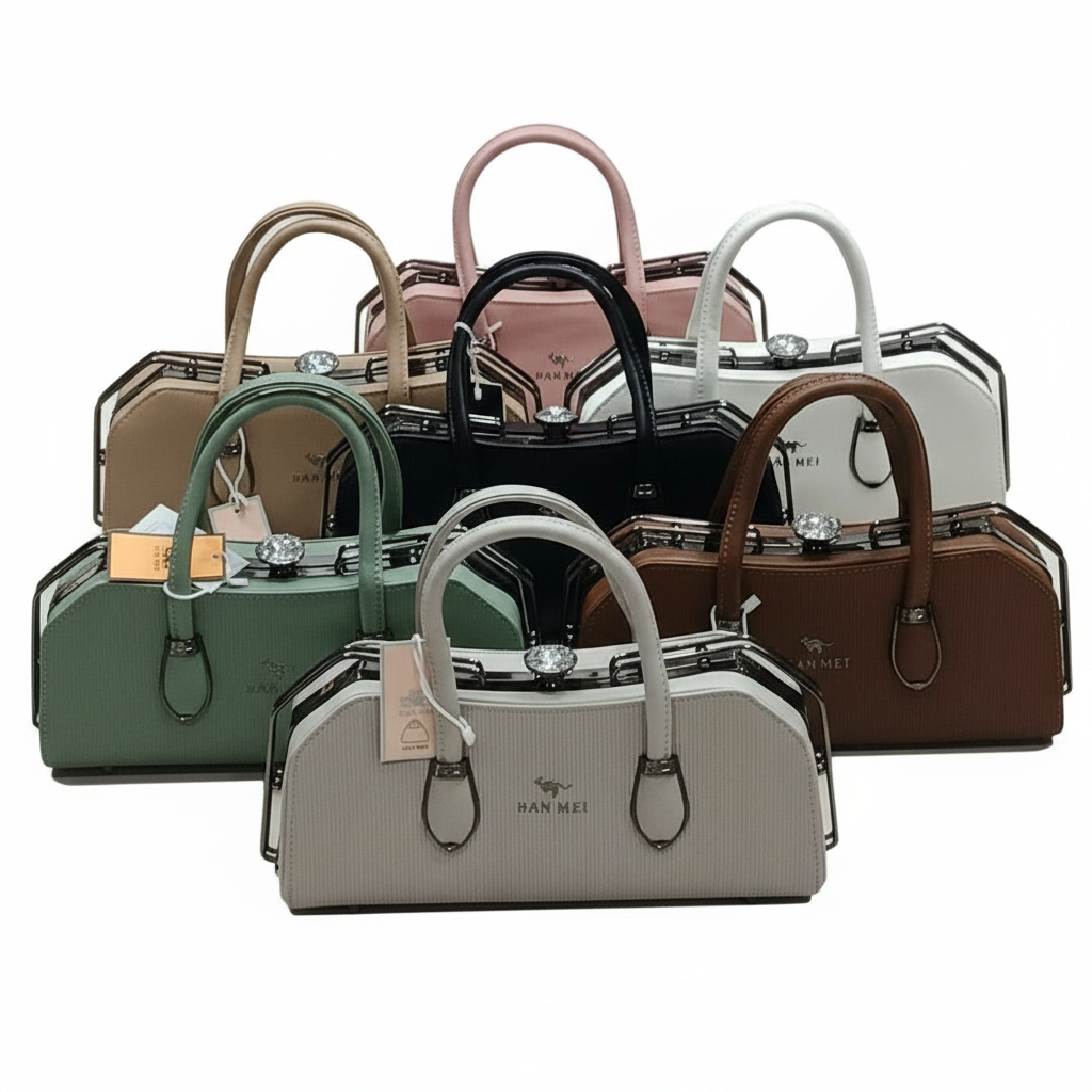 ELORE Metal-Frame Bar Satchel Bag (Top Handle)