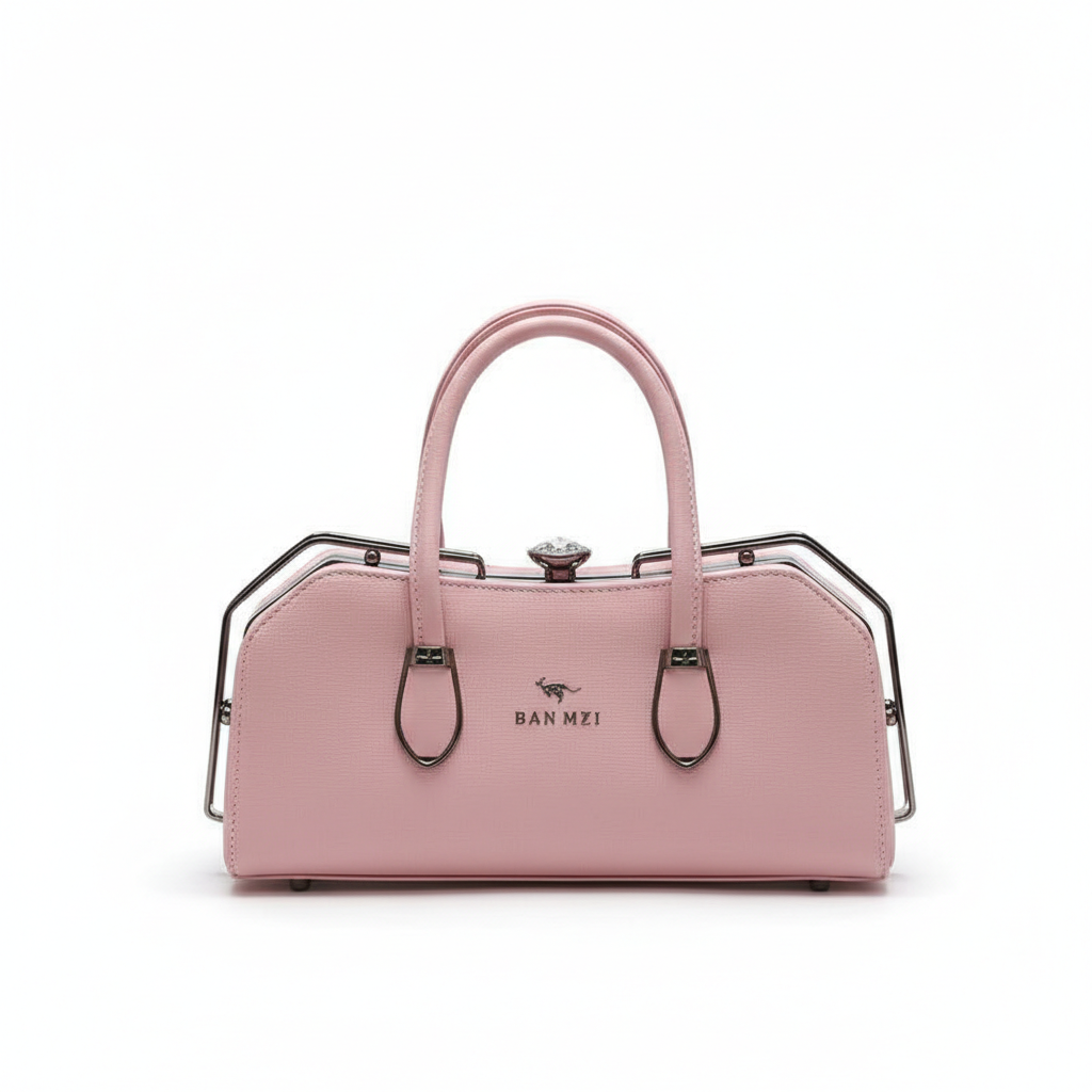 ELORE Metal-Frame Bar Satchel Bag (Top Handle)