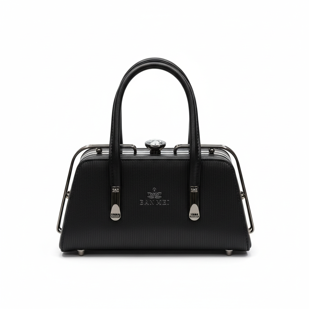 ELORE Structured Crystal-Handle Satchel Bag