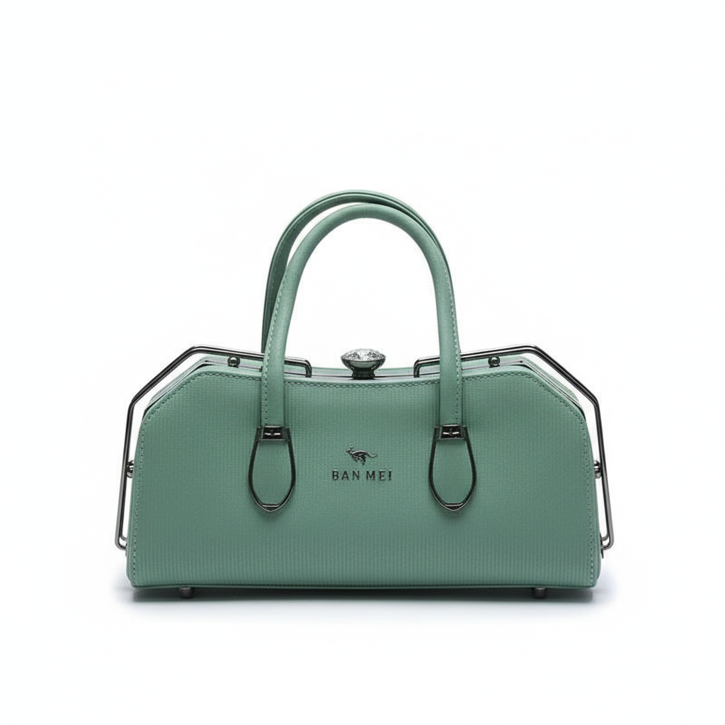 ELORE Metal-Frame Bar Satchel Bag (Top Handle)