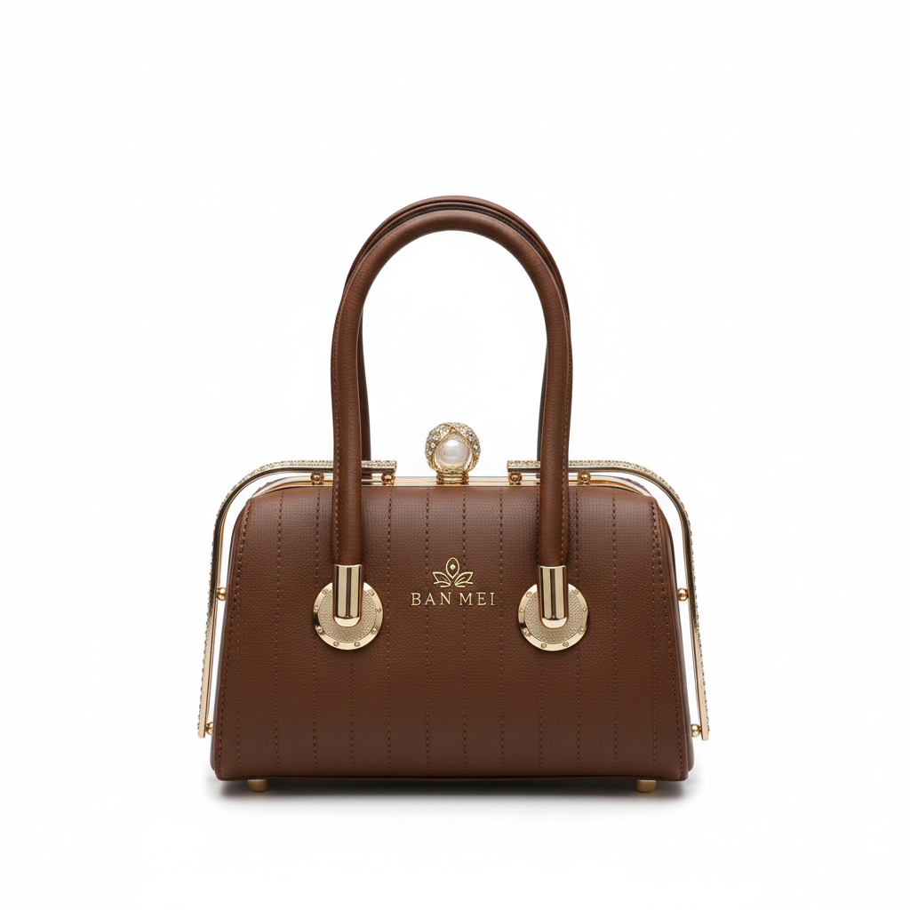 ELORE Gold-Frame Pleated Evening Bag